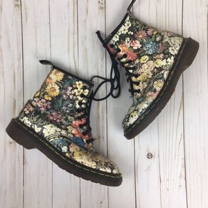 RARE Dr. Martens Painted Floral Combat Boots